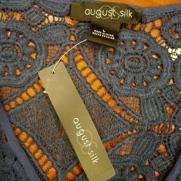 August Silk Indigo Sweater Lace Vest Size M - Picture 5 of 6